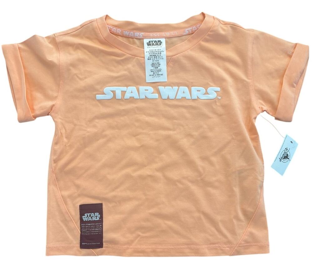 Disney Parks Star Wars Girls T-Shirt Size 4 Peach Graphic Tee Disneyland NWT